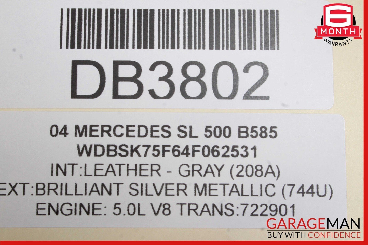 03-08 Mercedes R230 SL500 Front Right Passenger Side Wing Fender Panel Silver