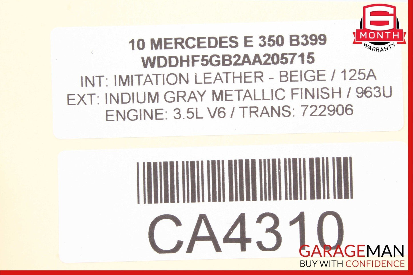 10-13 Mercedes W212 E350 E63 AMG Sedan Rear Left Side Inner Tail Light Lamp OEM