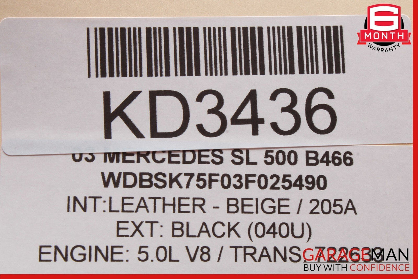 03-12 Mercedes R230 SL500 Convertible Roof Left Main Top Drive Lift Cylinder OEM