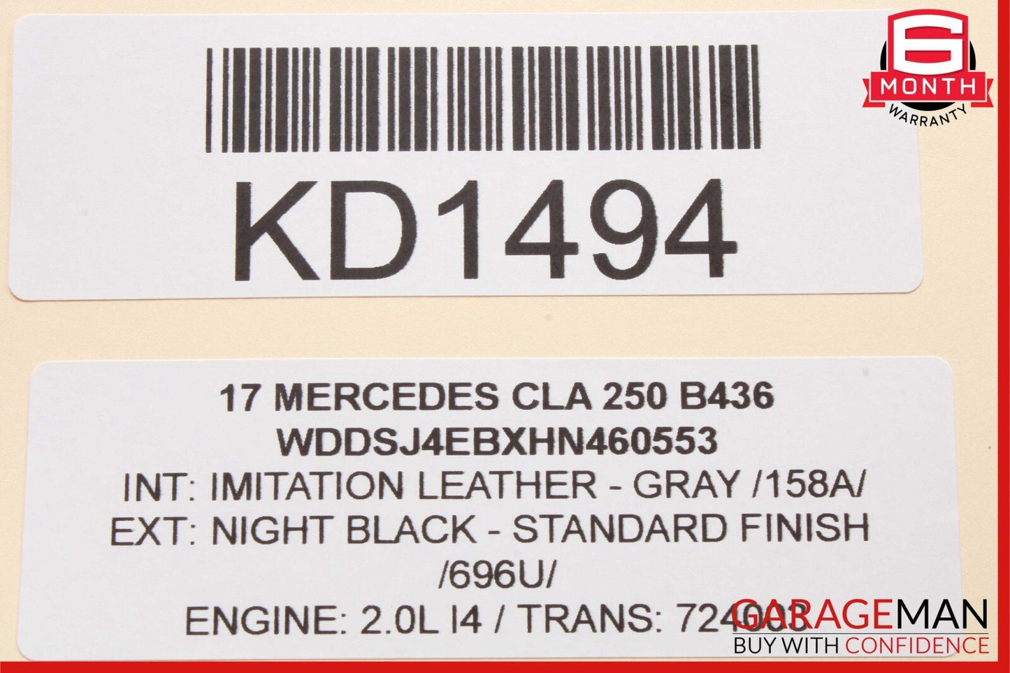 14-18 Mercedes W117 CLA250 Rear Left Driver Side Exterior Door Handle Black OEM