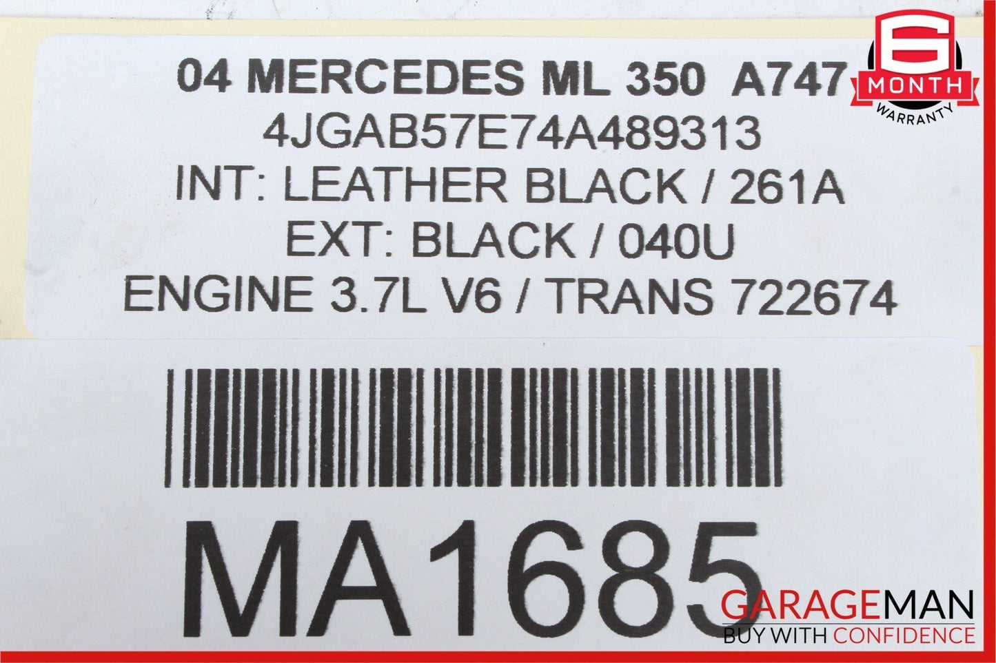 02-05 Mercedes W163 ML320 ML350 Front Right Speaker Door Mirror Cover OEM
