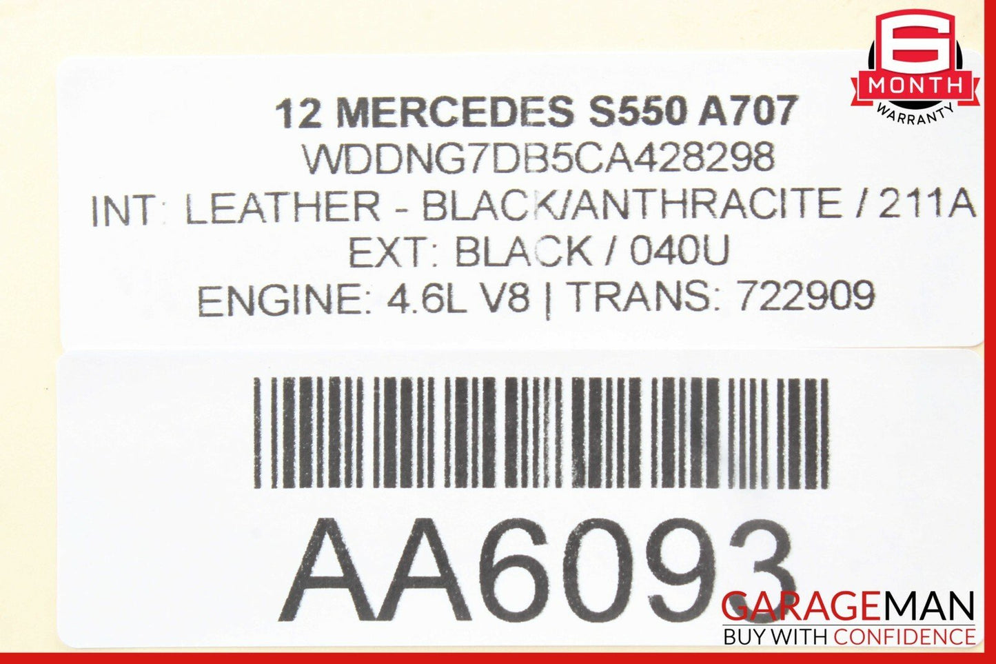 07-13 Mercedes W221 S550 S600 S63 AMG Rear Right Keyless Go Exterior Door Handle