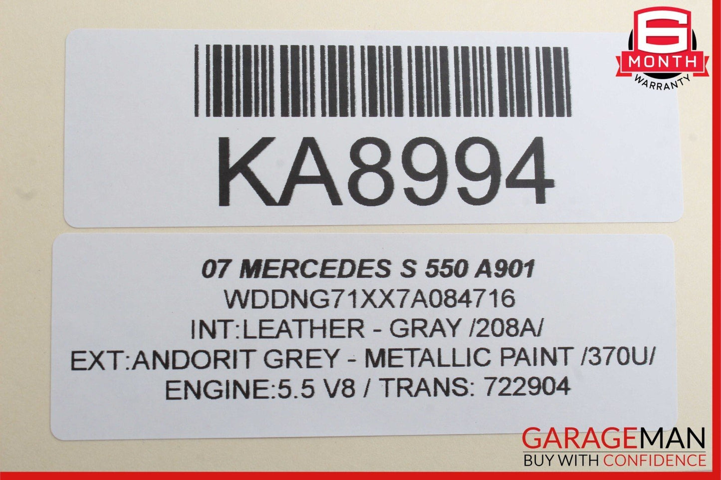 07-10 Mercedes W221 S600 S550 CL550 Steering Wheel Airbag Air Bag Black