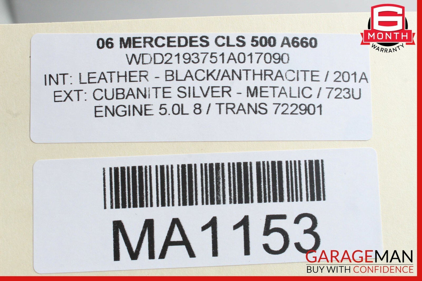06-08 Mercedes W219 CLS500 Left Driver Side Mirror Door Rear View Black OEM