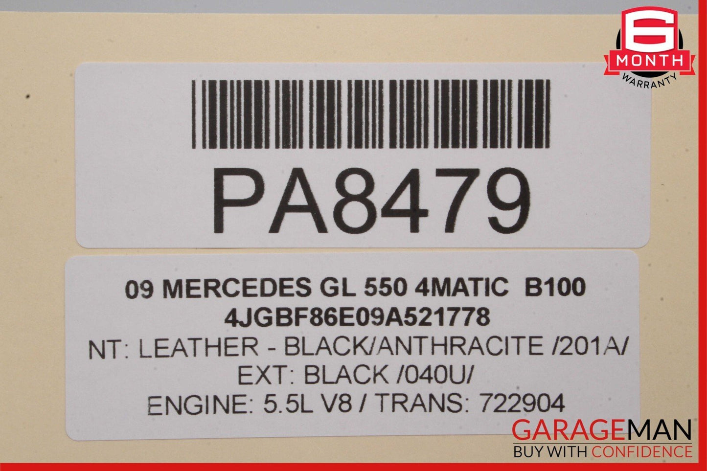 07-12 Mercedes X164 GL550 Front Right Top Upper Seat Cushion Cover Anthracite