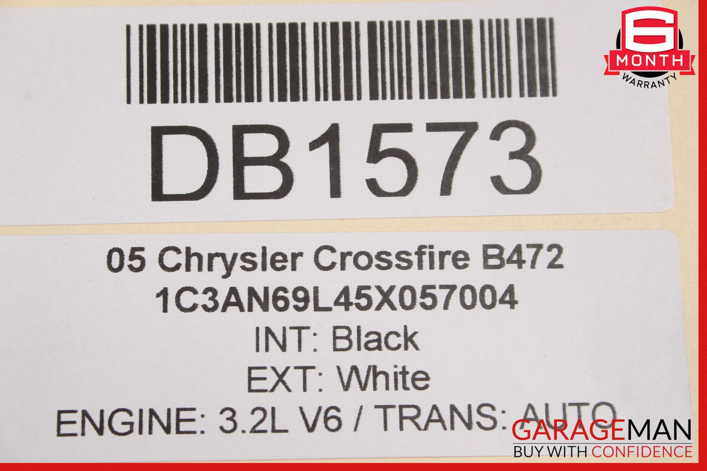 04-08 Chrysler Crossfire Rear Bumper Cover Panel White OEM