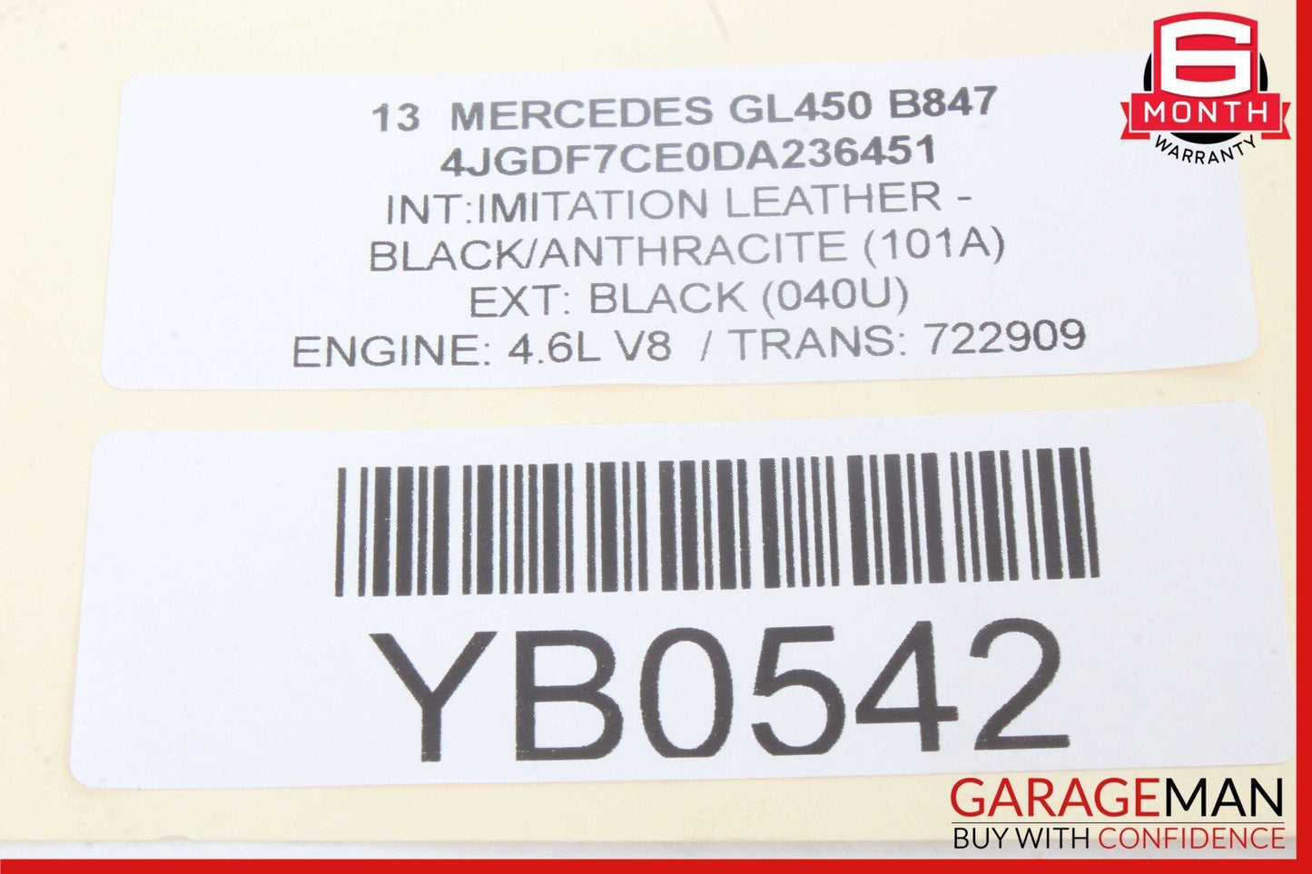 12-15 Mercedes X166 GL450 ML350 G550 Driver Steering Wheel Airbag Anthracite OEM