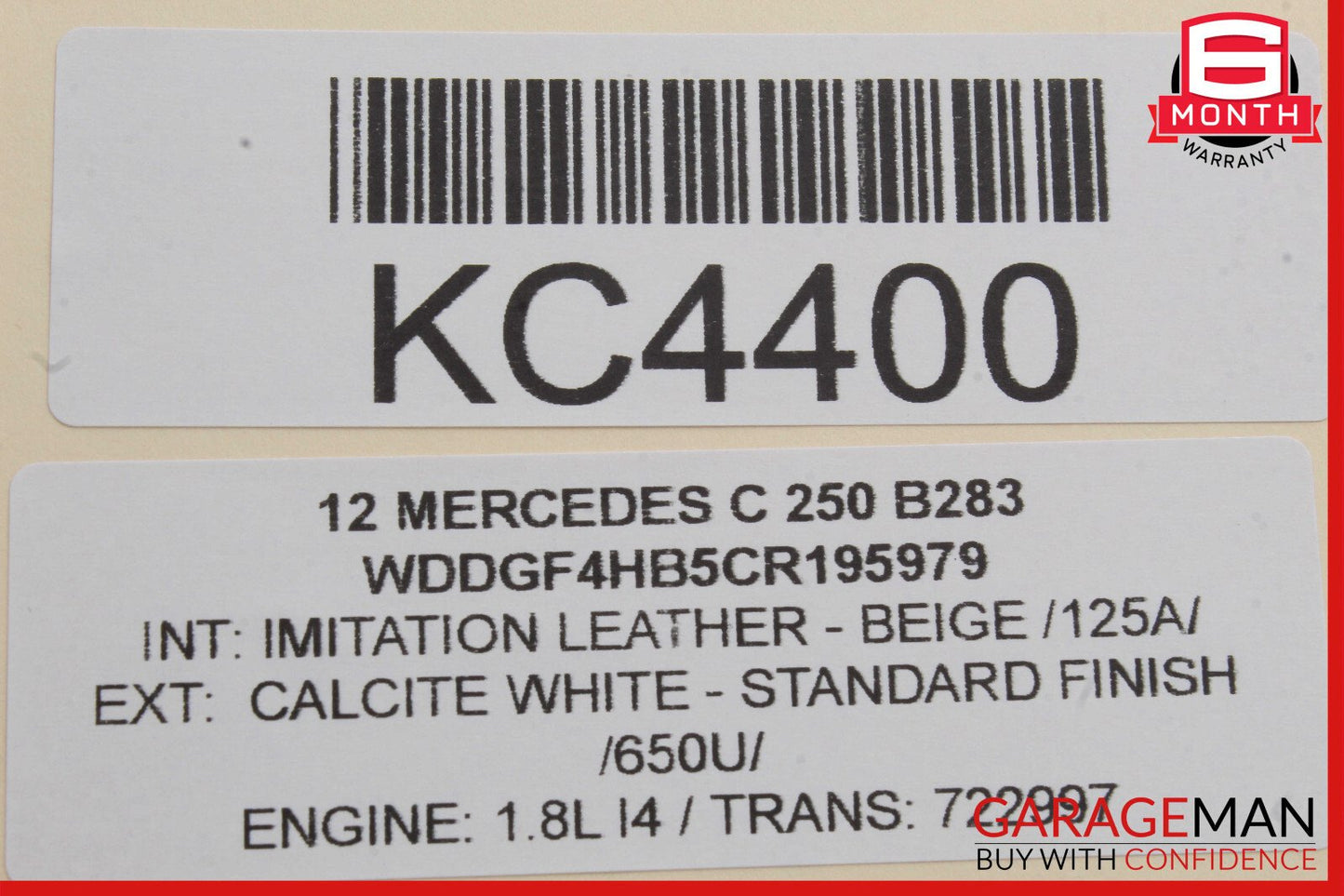08-14 Mercedes W204 C63 AMG Interior Top Upper Rear View Mirror Assembly