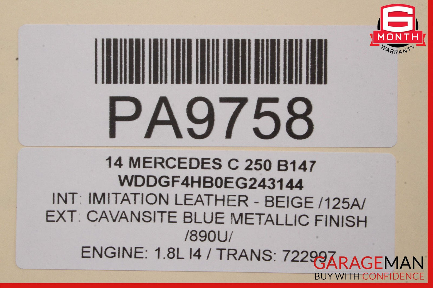 12-15 Mercedes W204 C250 SLK250 722.9 7G Automatic Transmission 722.997 OEM 103k
