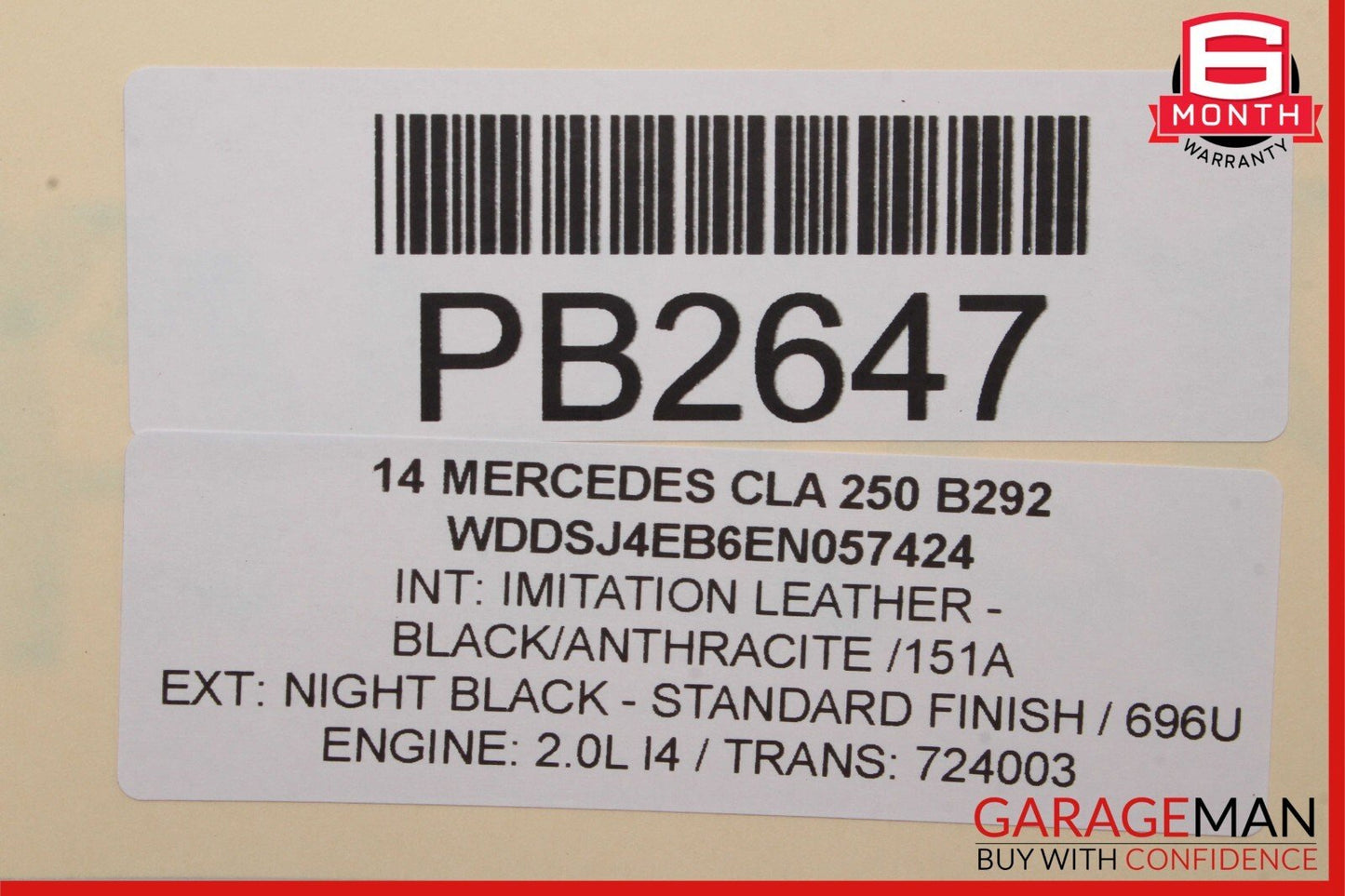 14-18 Mercedes W117 CLA250 Rear Left Interior Door Trim Panel Cover Assembly