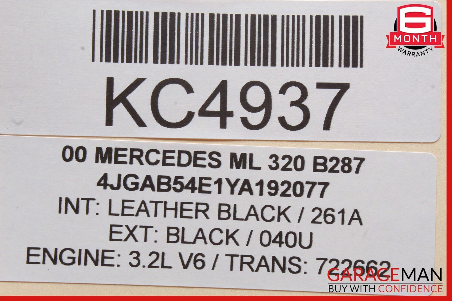 98-05 Mercedes W163 ML500 Rear Right Passenger Side Exterior Door Handle Black