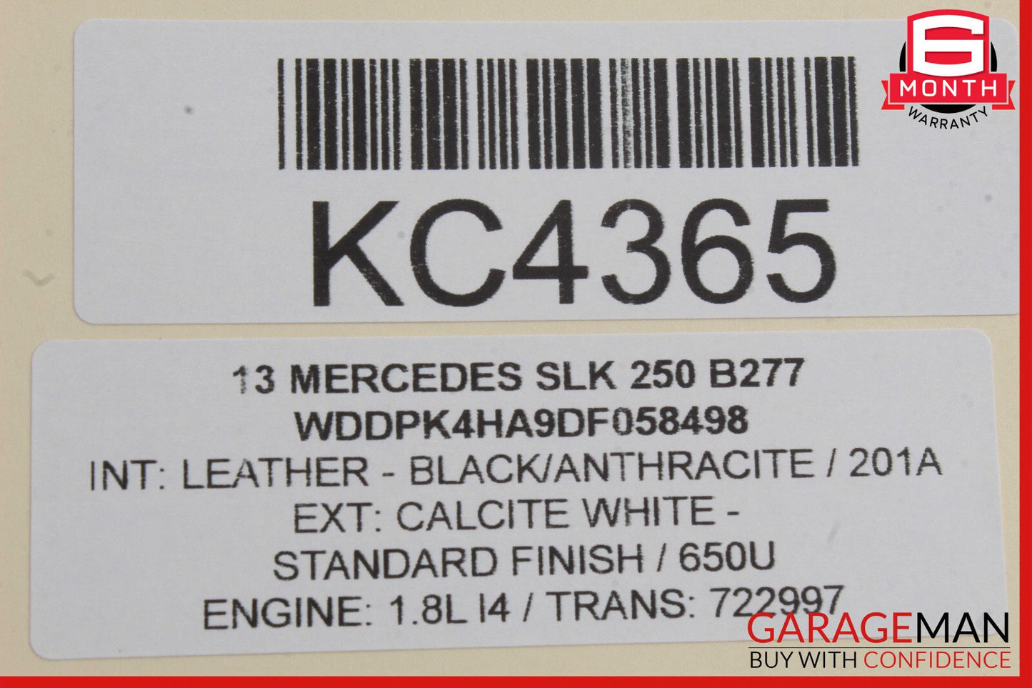 12-20 Mercedes R172 SLK250 Convertible Trunk Right Assist Lift Cylinder OEM