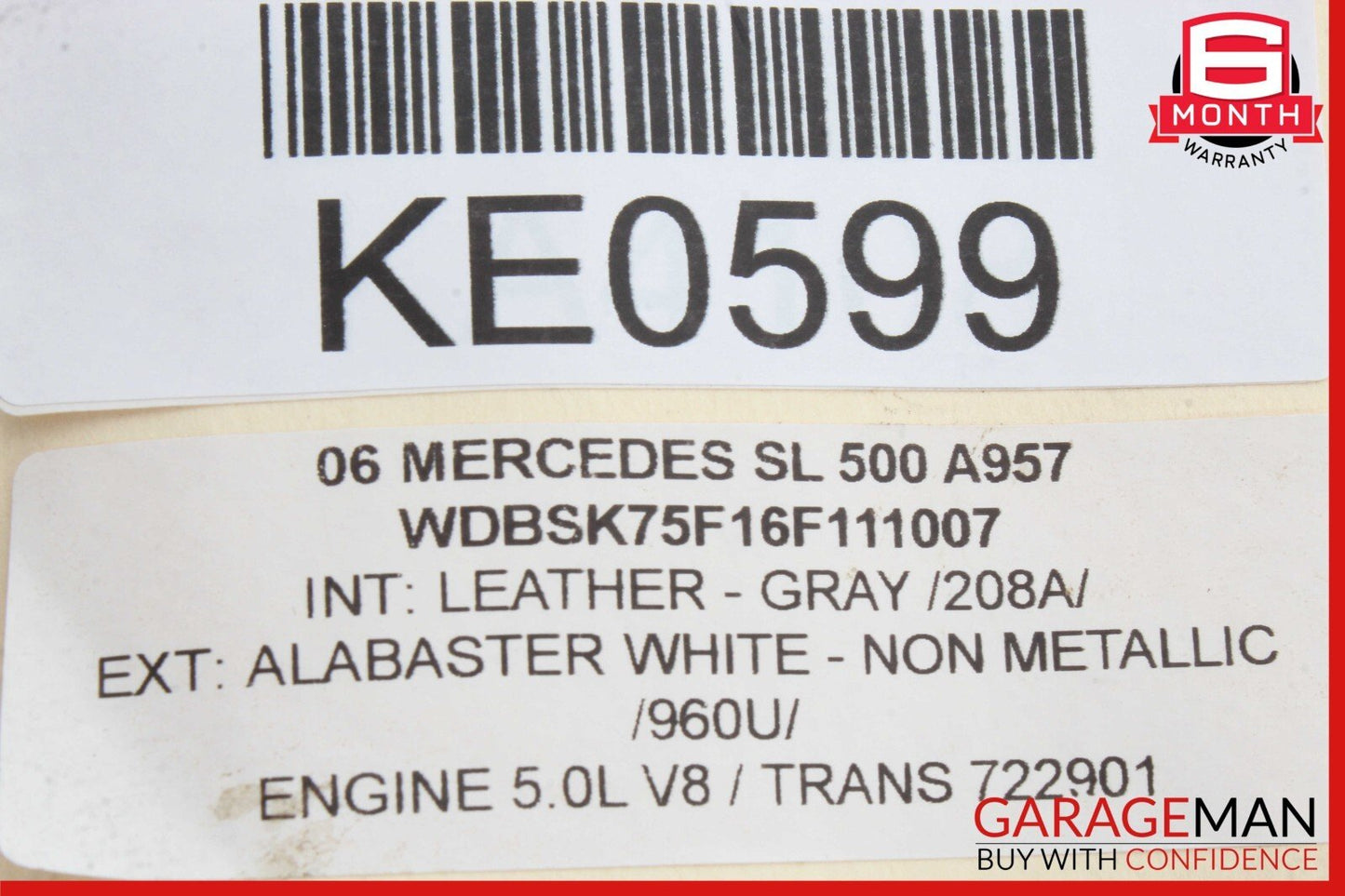 04-08 Mercedes R230 SL500 SL500 Front Left Side Mirror Door Rear View OEM