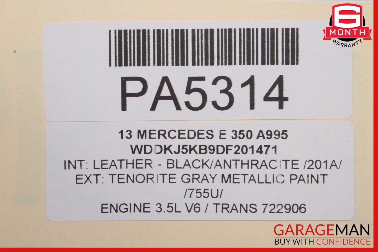 10-13 Mercedes W207 E350 Coupe Rear Trunk Lid Deck Shell Panel Tenorite Grey
