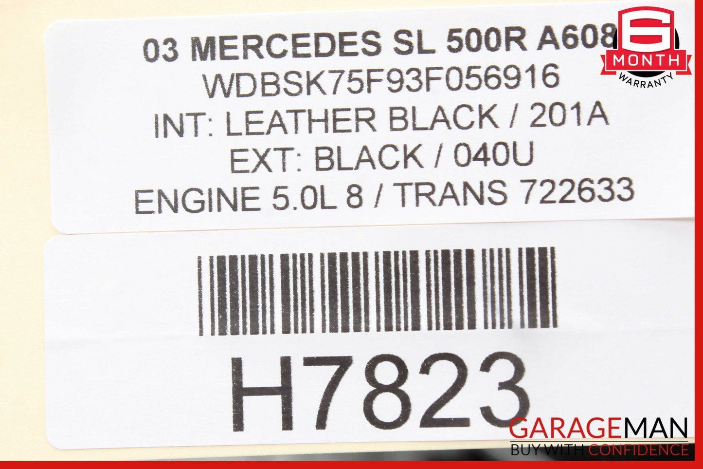 03-08 Mercedes R230 SL500 SL55 AMG Interior Top Upper Rear View Mirror Grey