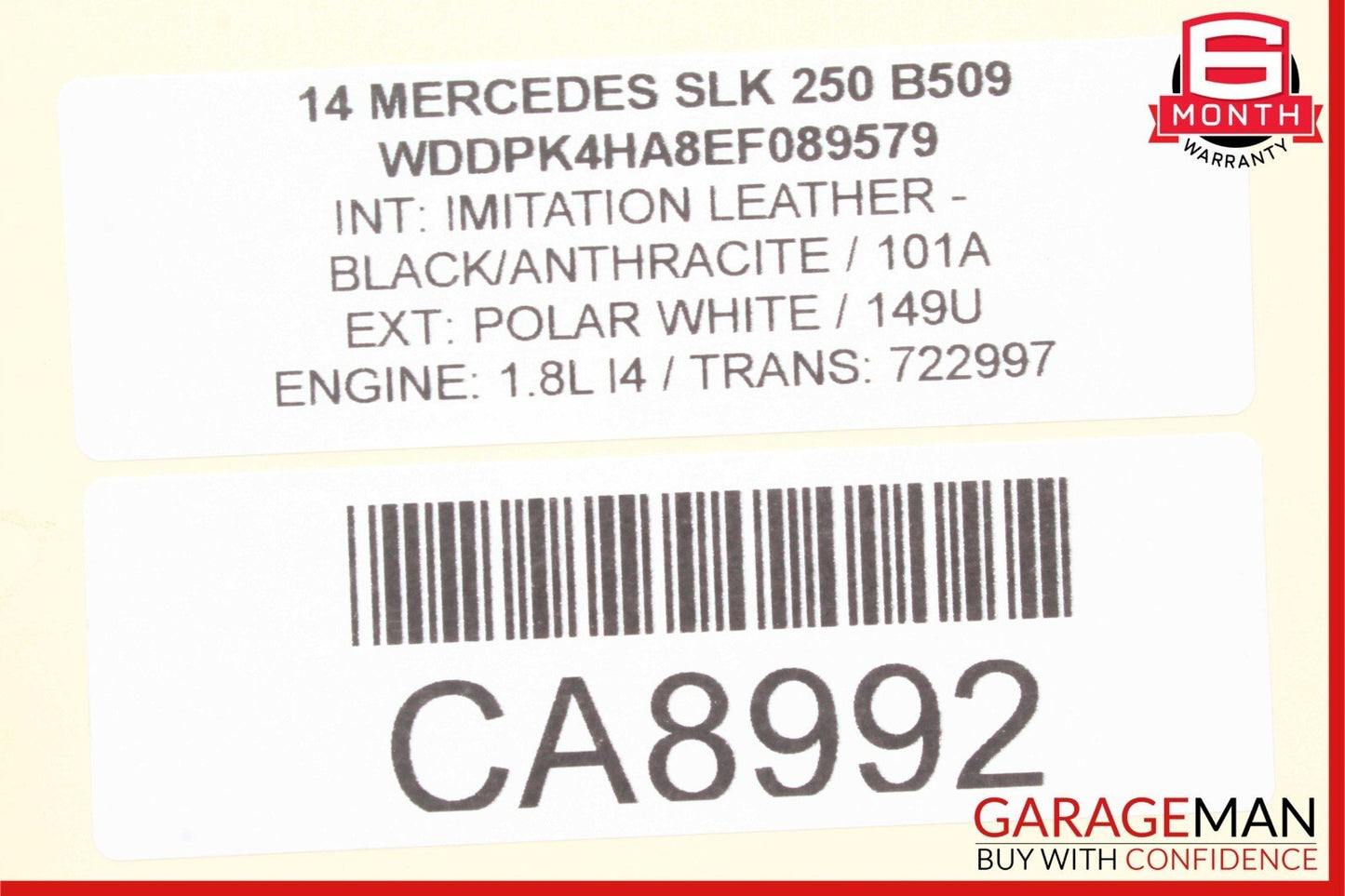 12-16 Mercedes R172 SLK250 SLK350 SLK300 Master Cylinder Power Brake Booster OEM