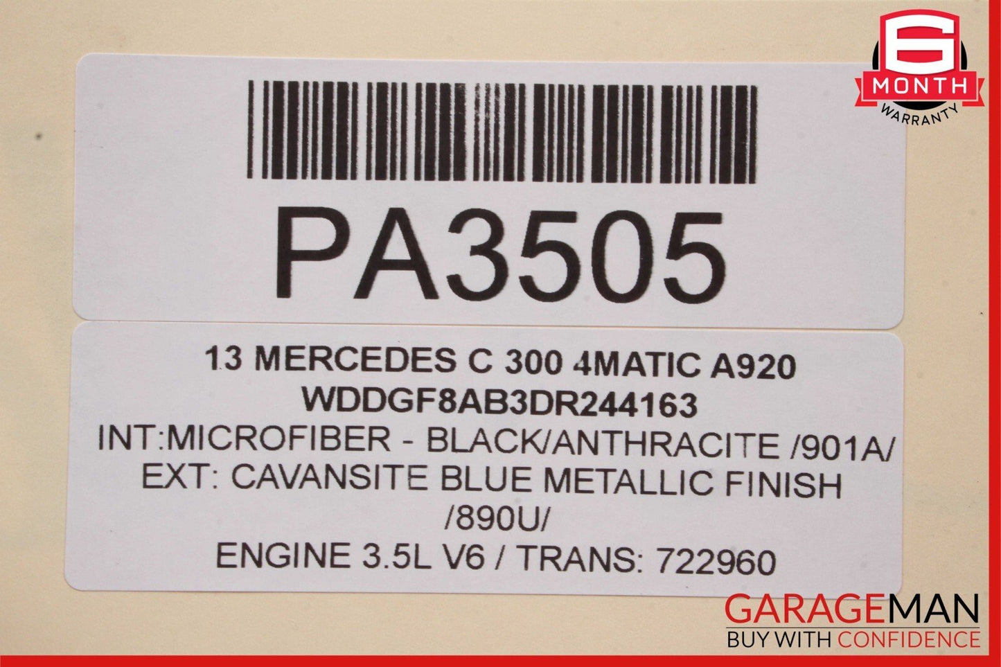 08-14 Mercedes W204 C280 AMG Sport Sedan Right Side Skirt Rocker Panel Blue