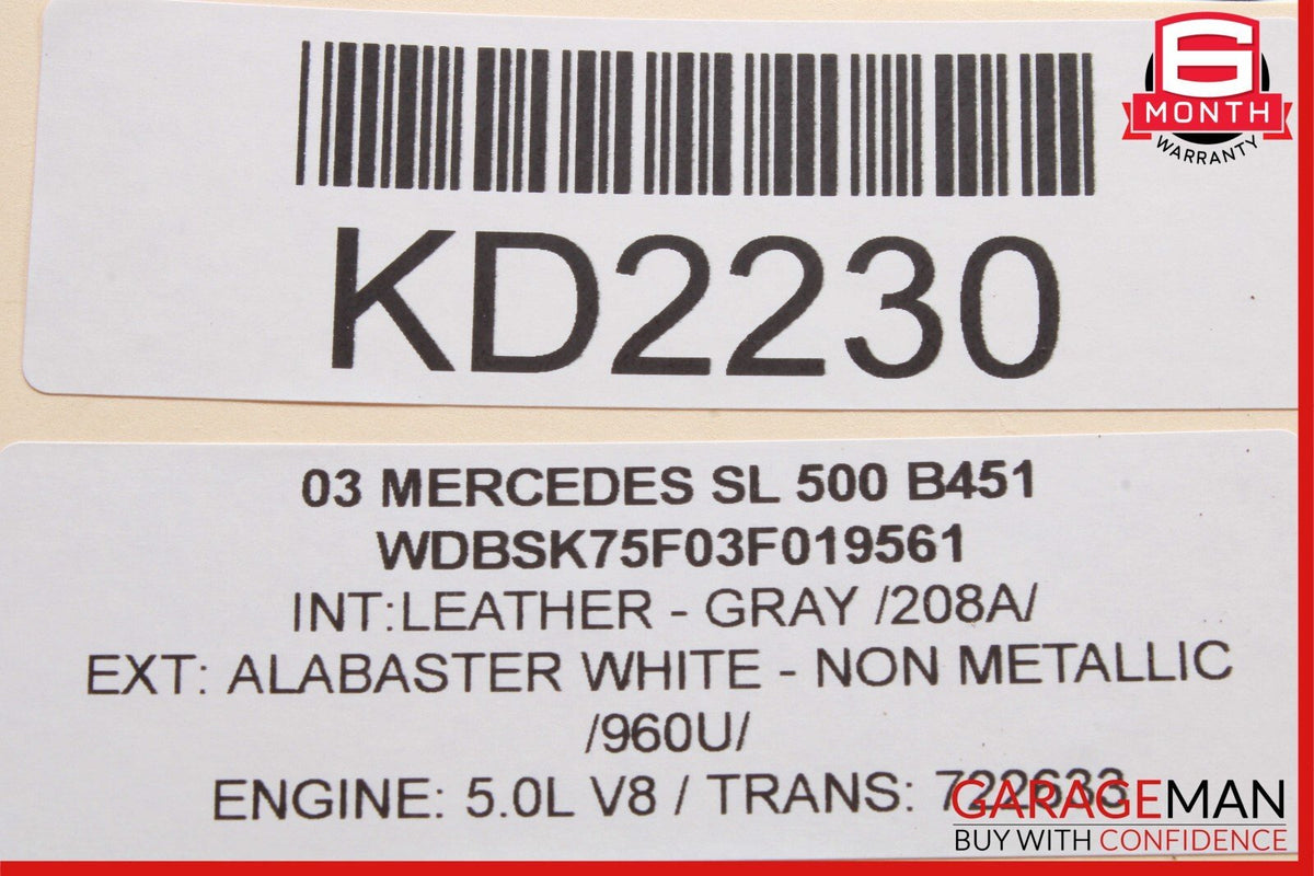 03-12 Mercedes R230 SL550 SL55 AMG Rear Left Side Quarter Window Glass OEM