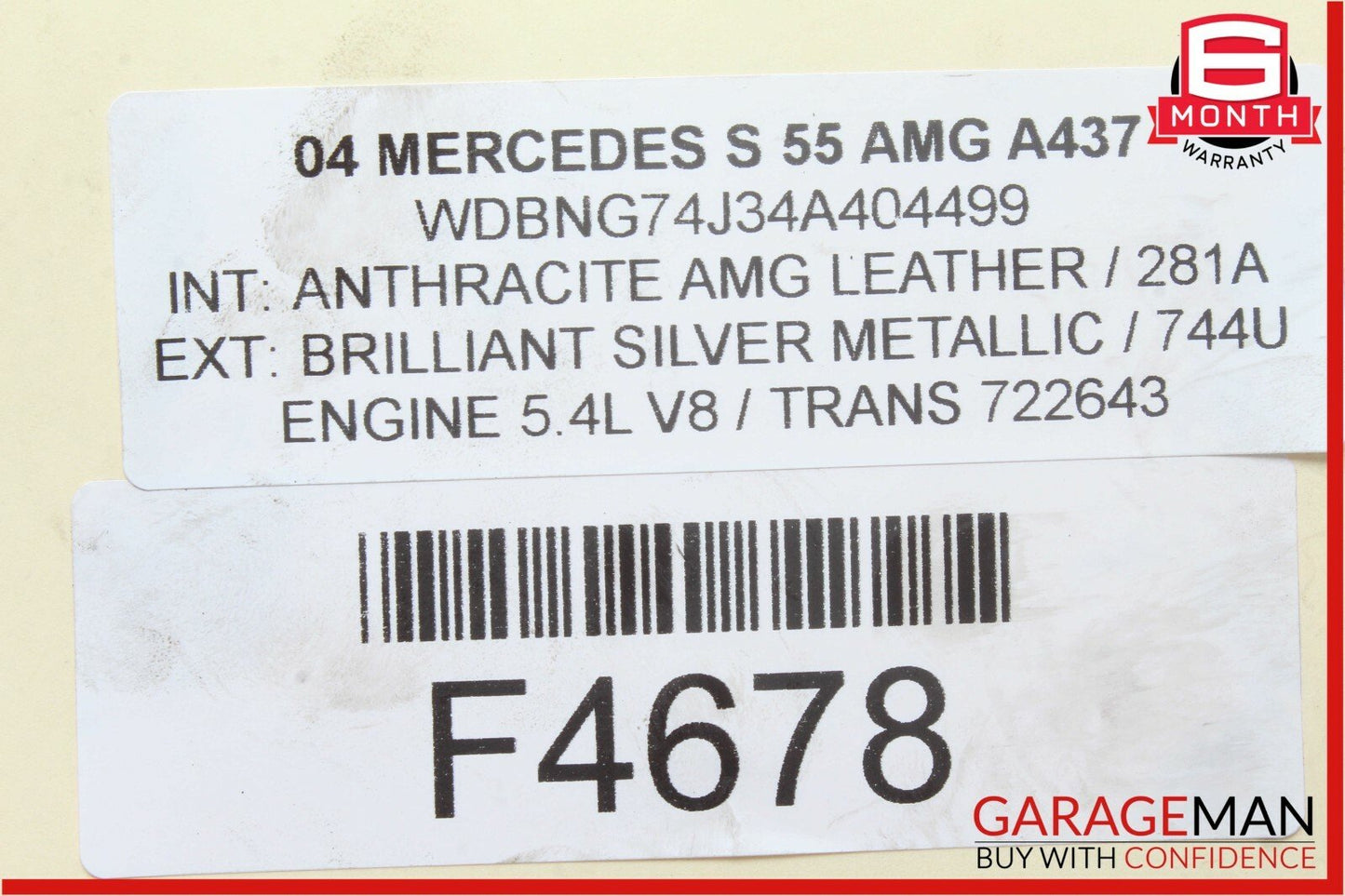 03-06 Mercedes W220 S55 AMG SL500 Left Side Engine Motor Rocker Arm Camshaft OEM