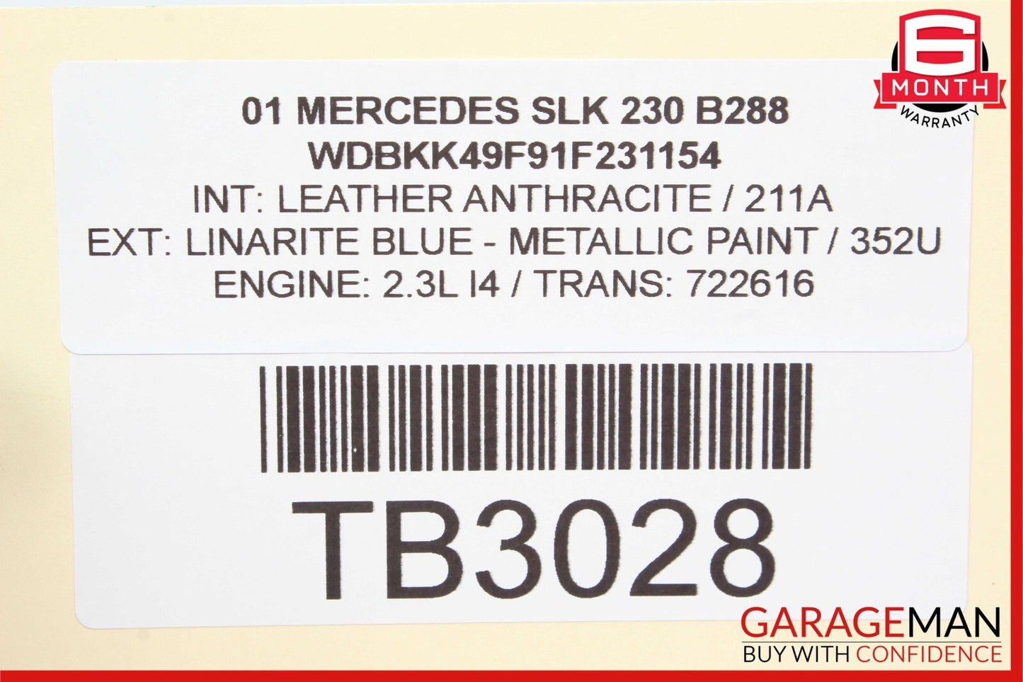 01-04 Mercedes R170 SLK230 Front Left Driver Side Exterior Door Handle Blue