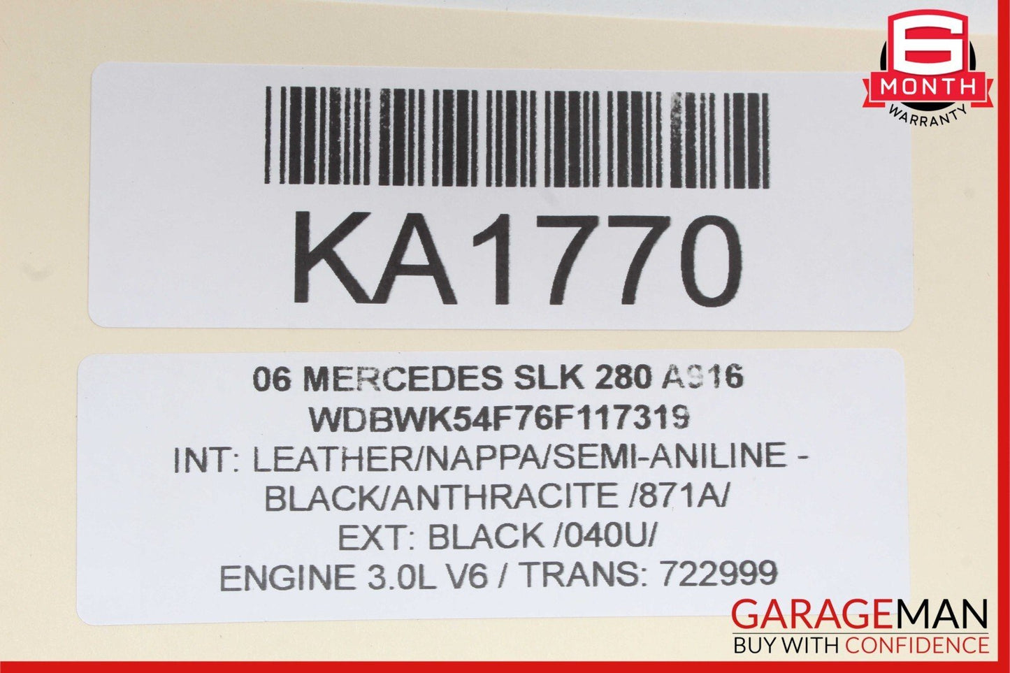 05-11 Mercedes R171 SLK280 SLK55 Front Left / Right Seat Headrest Head Rest