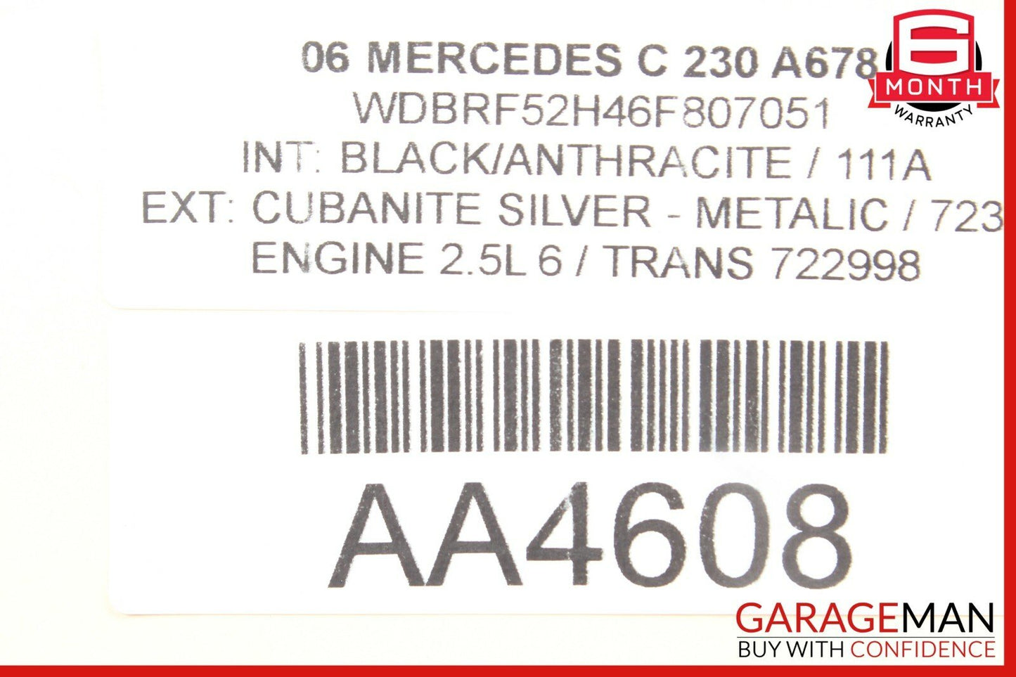 01-07 Mercedes W203 C230 C240 Rear Right Side Door Window Regulator Motor Unit