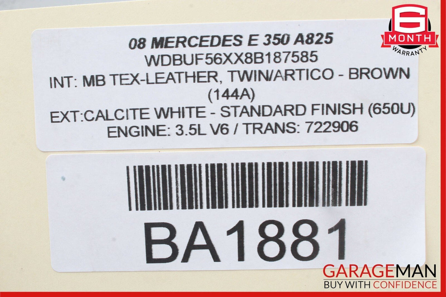 07-09 Mercedes W211 E350 Front Left Side Door Mirror Rear View Calcite White