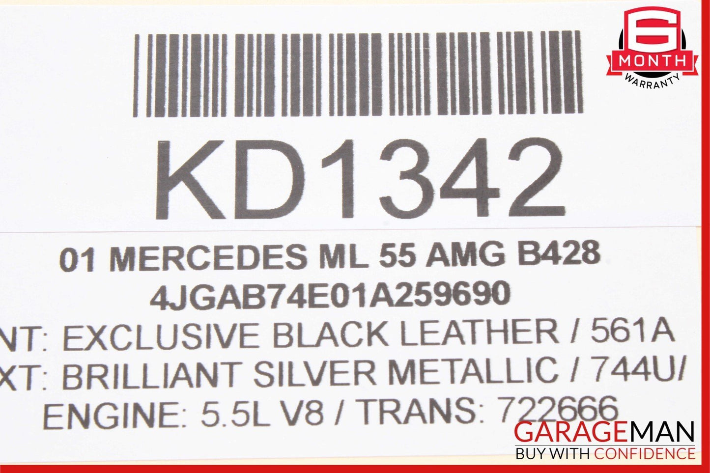 98-05 Mercedes W163 ML55 AMG Rear Left Driver Side Door Window Regulator Motor