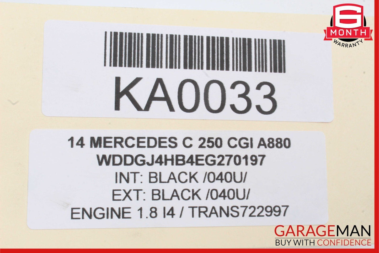 12-14 Mercedes W204 C250 Rear Left Side Keyless Go Exterior Door Handle White