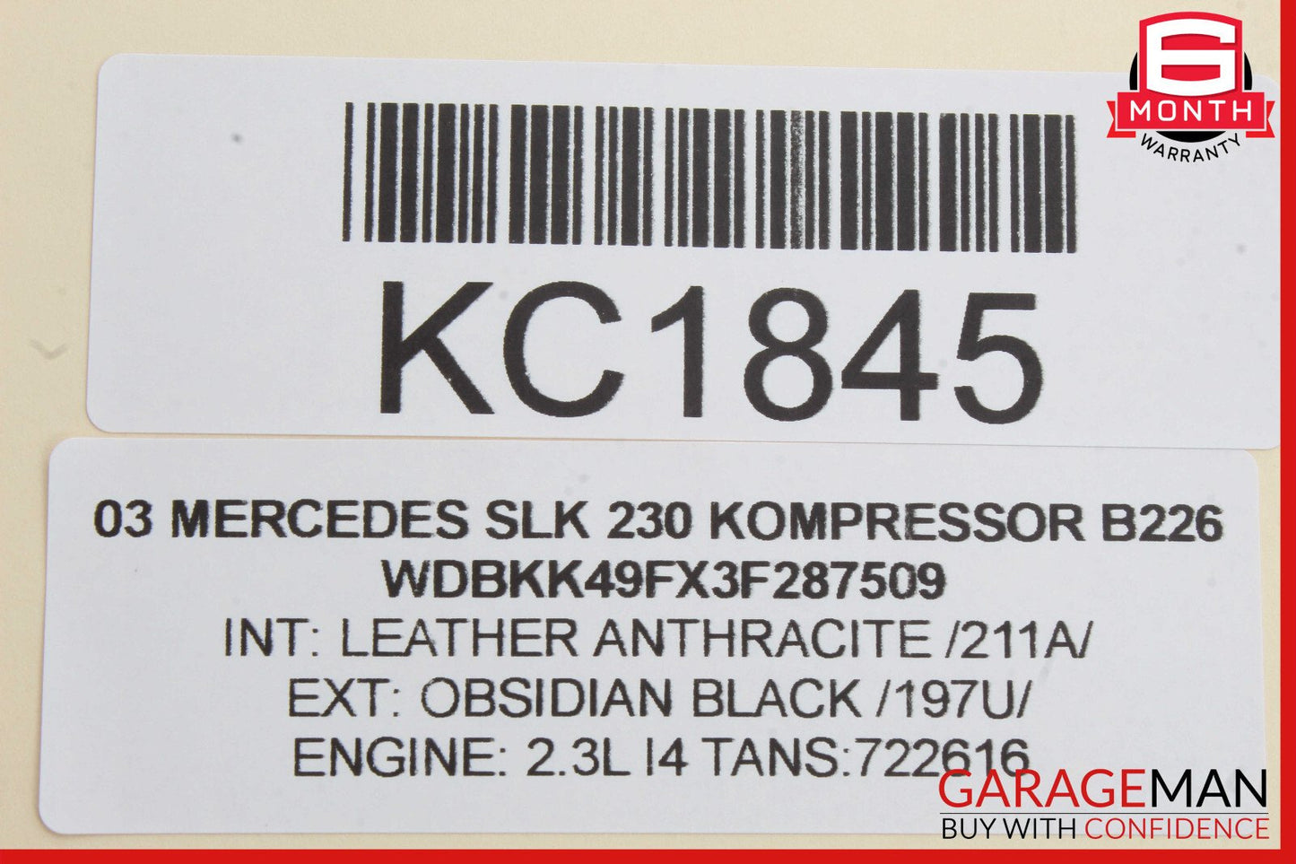97-04 Mercedes R170 SLK230 Rear Right Door Window Regulator Motor Assembly
