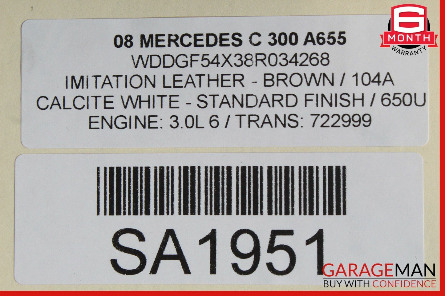 08-11 Mercedes W204 C300 C350 Front Right Side Top Upper Seat Cushion Brown
