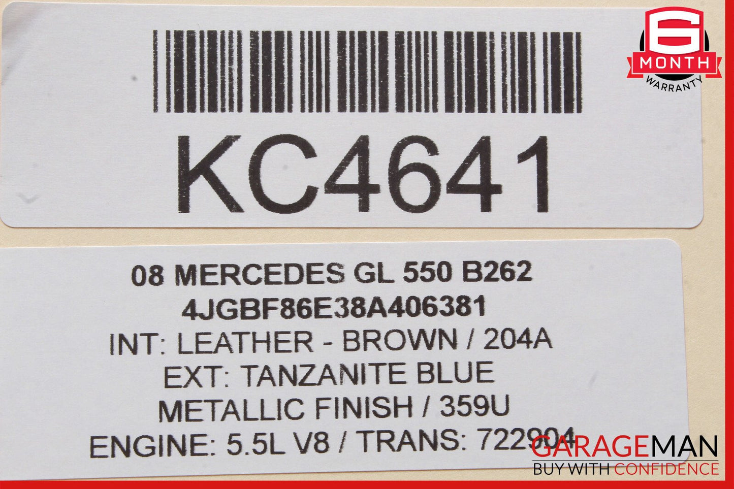 06-12 Mercedes X164 GL450 ML500 Sun Visor Sunvisor Left Driver Side Brown OEM