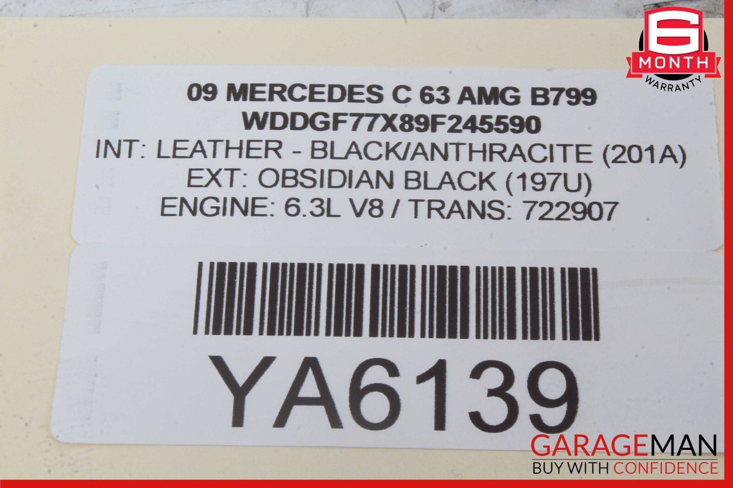 08-14 Mercedes W204 C63 AMG C300 Rear Left Seat Side Bolster 2049207730 OEM