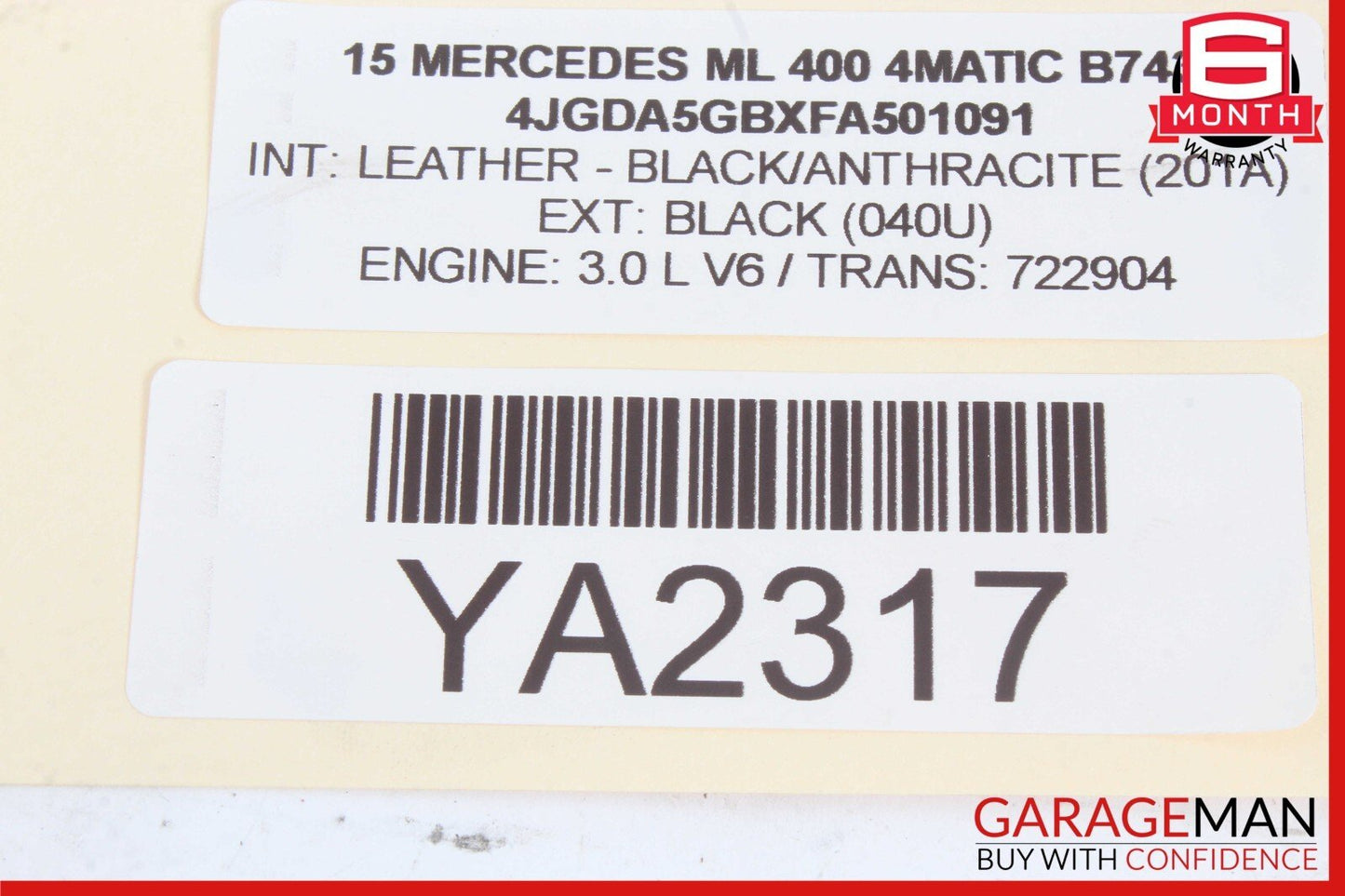 14-21 Mercedes W166 ML400 E400 Air Intake Filter Box Left Driver Side OEM