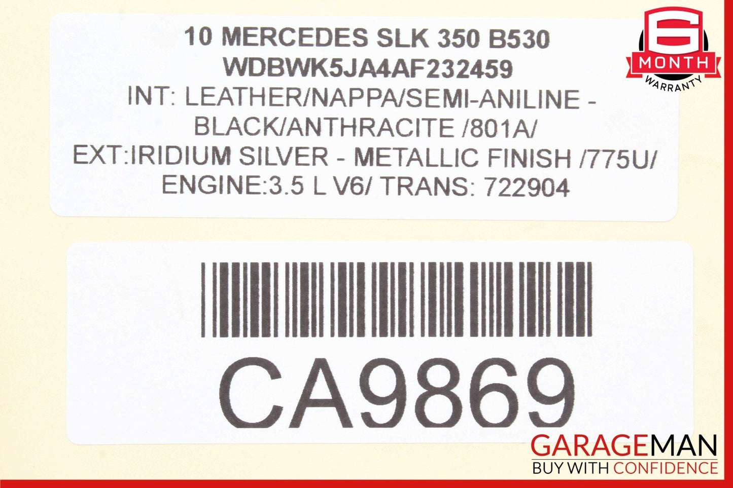 05-11 Mercedes R171 SLK350 Power Brake Booster Master Cylinder Reservoir OEM