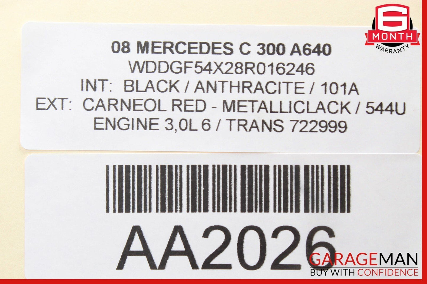 08-11 Mercedes W204 C300 C350 Rear Left Driver Side Exterior Door Handle Red