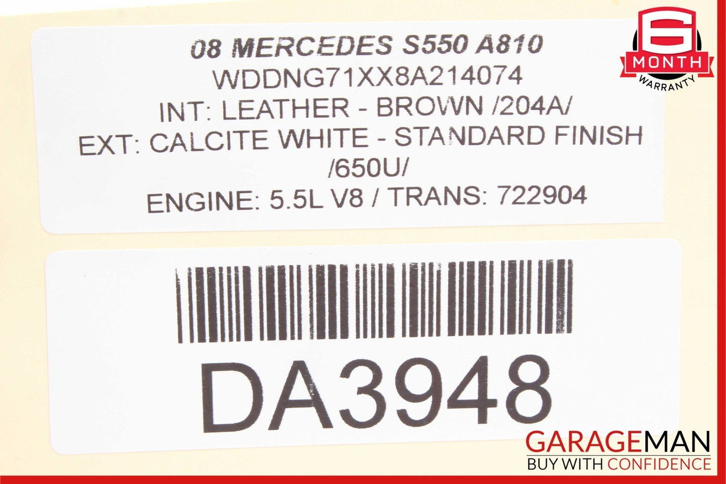 07-09 Mercedes W221 S550 S63 S600 AMG Interior Rear View Mirror OEM