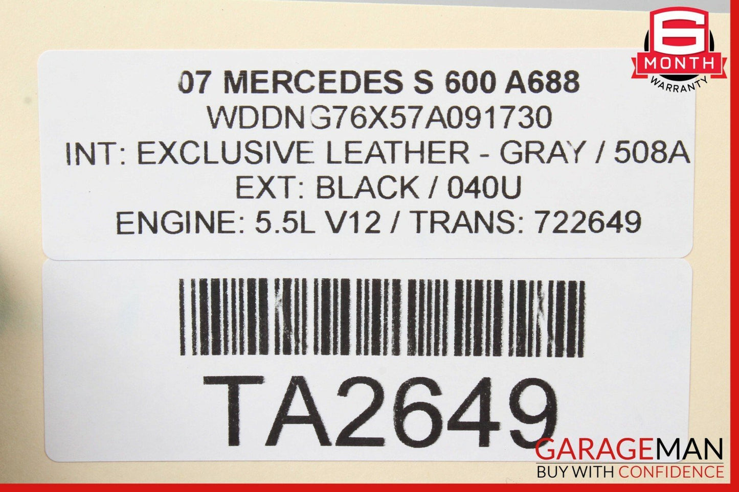 07-13 Mercedes W221 S550 S600 Rear Right Side Exterior Door Shell Panel Black