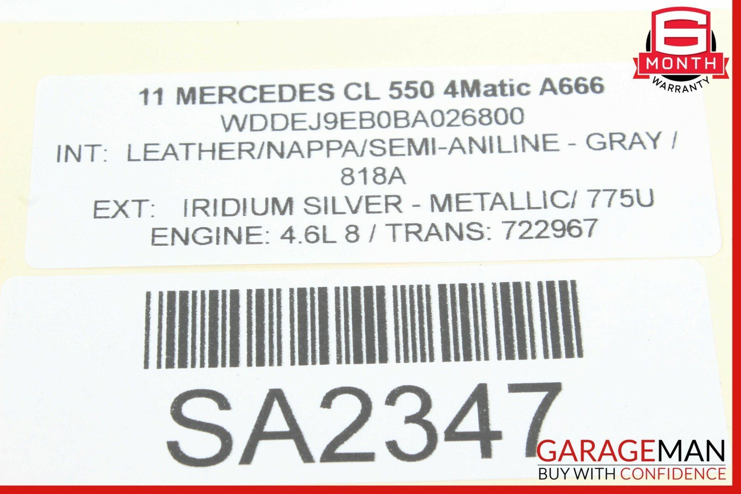 07-09 Mercedes W216 CL550 S550 Dynamic Seat Pressure Vacuum Tank Reservoir OEM