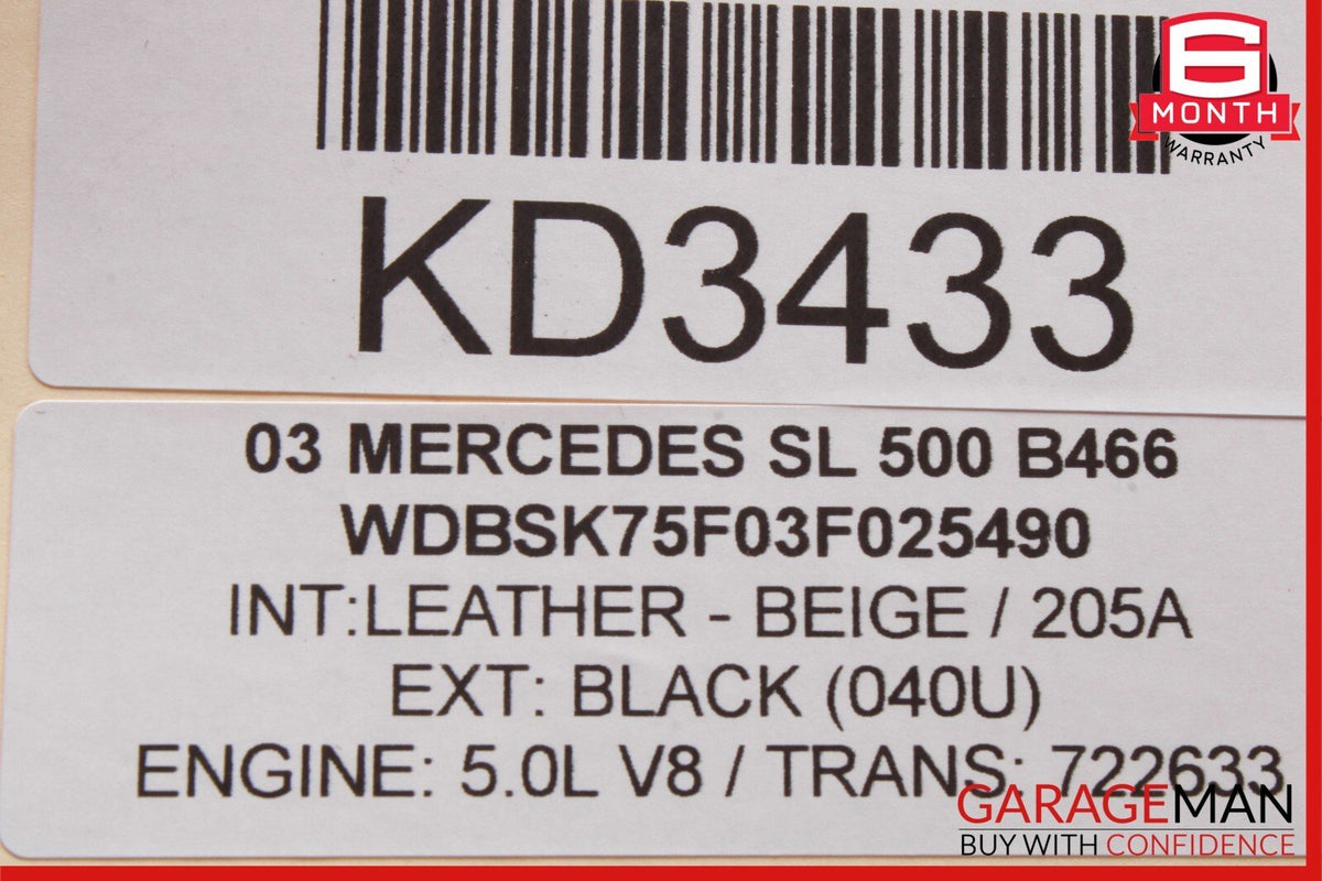 03-08 Mercedes R230 SL500 Rear Right Seat Belt Retractor Luggage w/ Speaker OEM