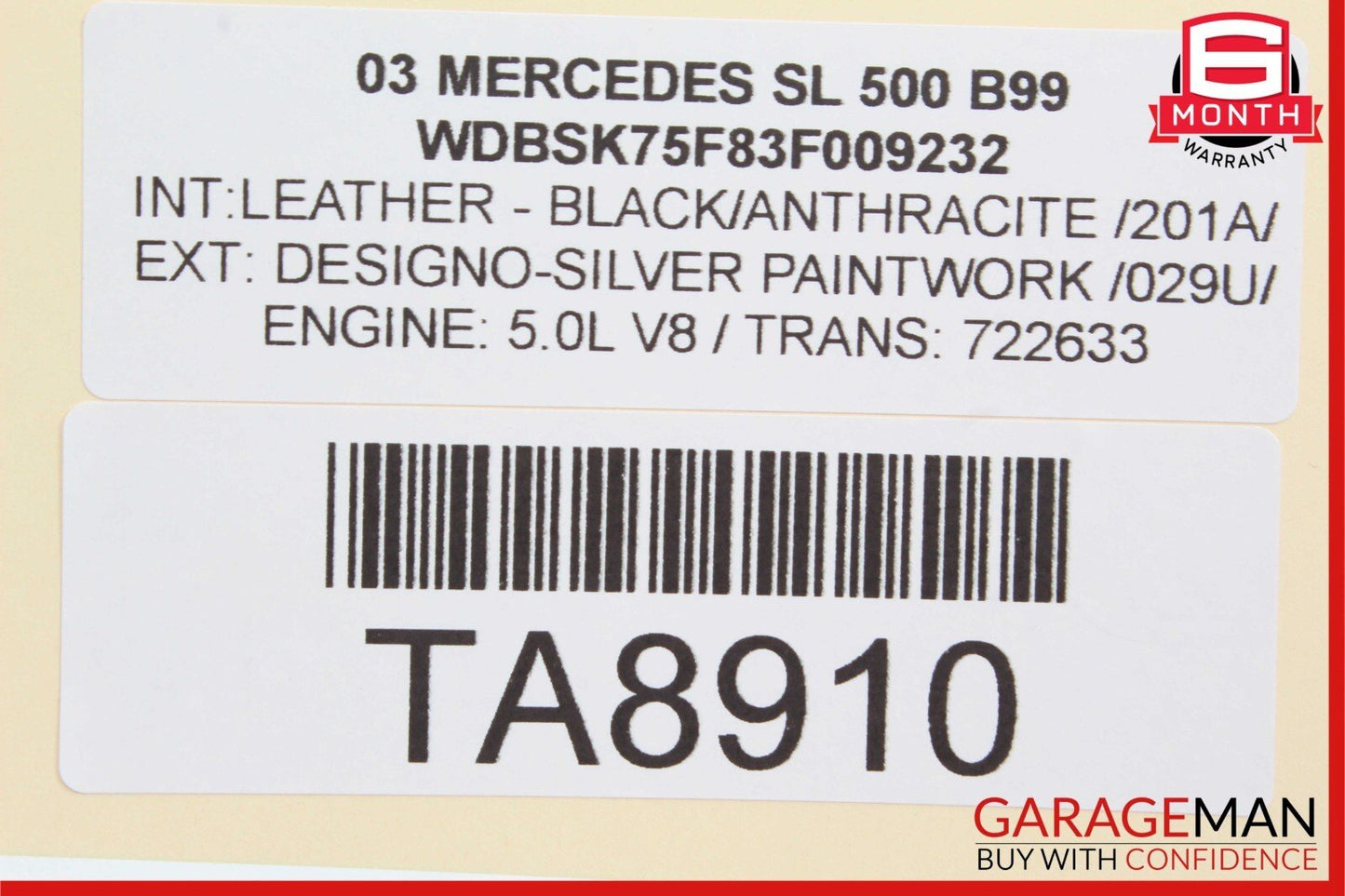 03-06 Mercedes R230 SL500 Front Left Driver Side Exterior Door Handle OEM