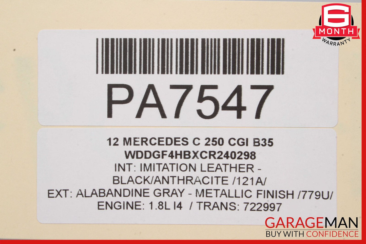 12-15 Mercedes W204 C250 SLK250 722.9 7G Automatic Transmission 722.997 OEM