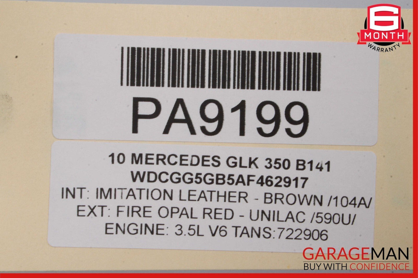 10-12 Mercedes X204 GLK350 Rear Trunk Lid Hatch Tailgate Lift Gate Glass Red