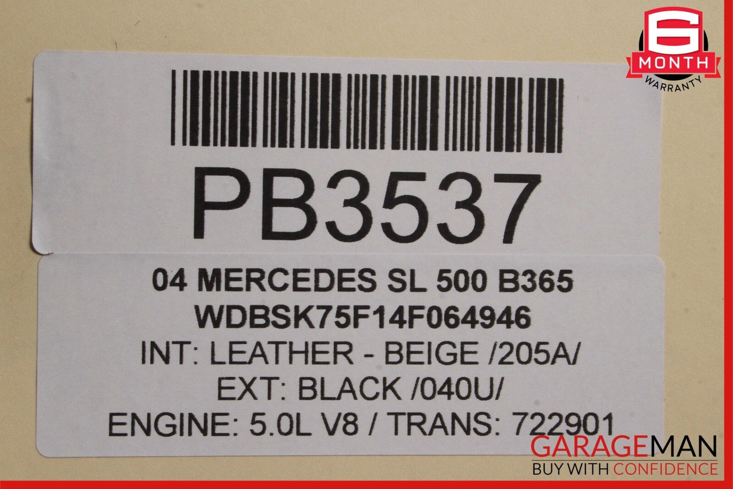03-08 Mercedes R230 SL500 SL600 Left Convertible Hard Roof Top Hinge Assembly