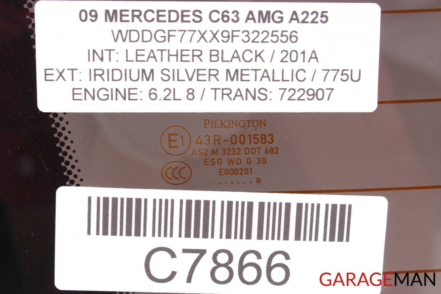 08-14 Mercedes W204 C250 C63 AMG Rear Windshield Window Auto Glass OEM