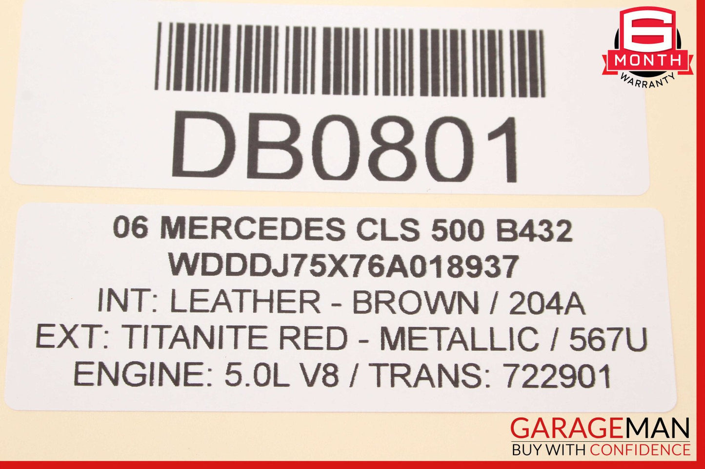 06-11 Mercedes W219 CLS500 Front Left / Right Top Upper Seat Cushion OEM