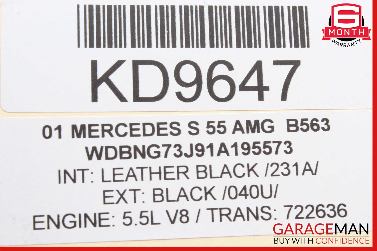 00-06 Mercedes W220 S55 S600 Window Regulator Motor Rear Right Side OEM