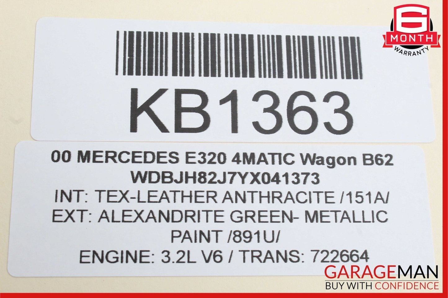 00-03 Mercedes W210 E320 Wagon Rear Right Passenger Inner Tail Light Lamp OEM