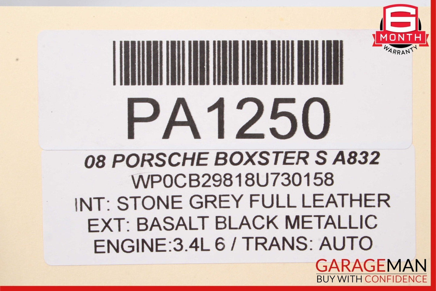 05-08 Porsche Boxster 987 Front Dashboard Dash Board Panel Cover Assembly Gray