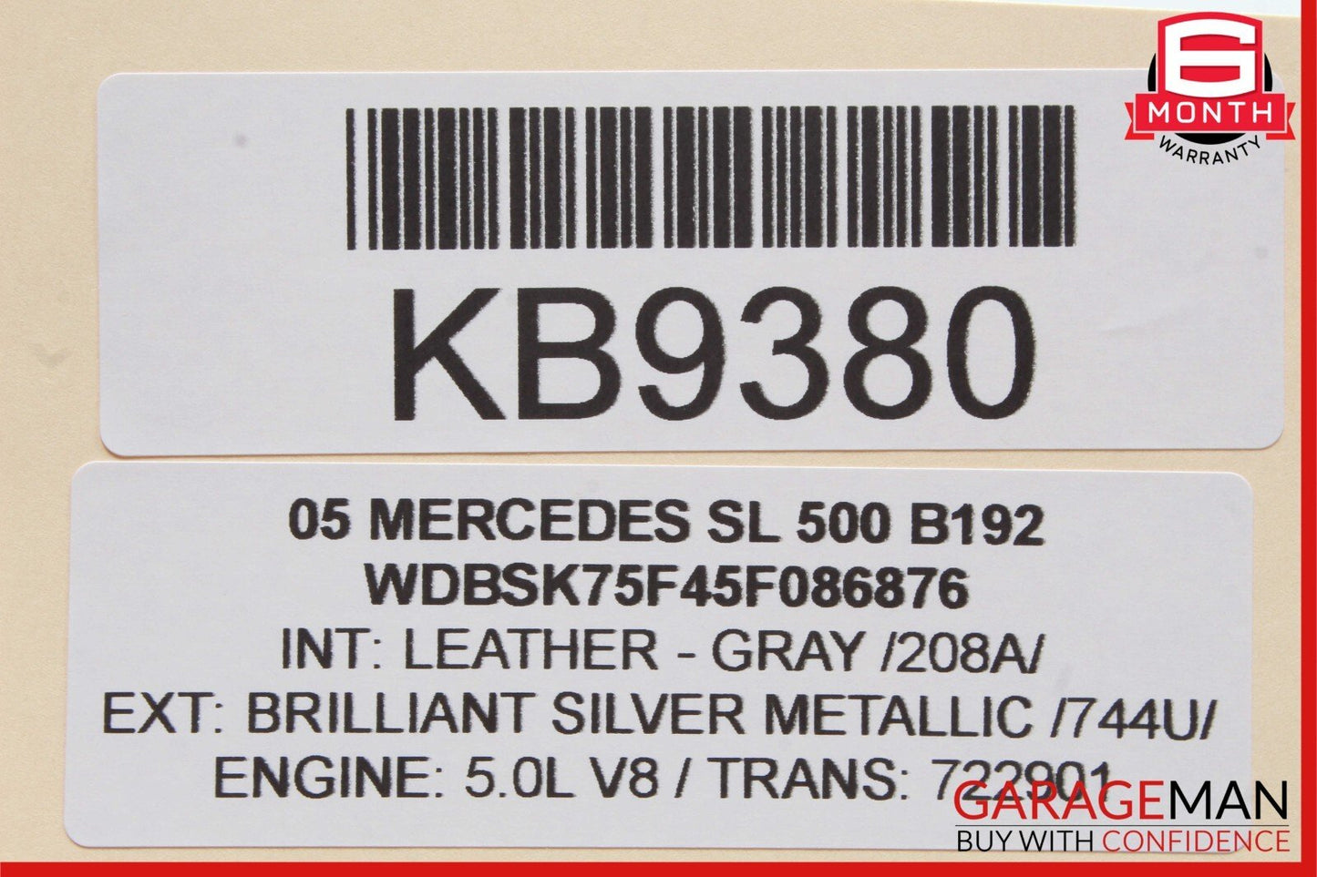 03-06 Mercedes R230 SL500 SL600 Front Right Side Exterior Door Handle Silver